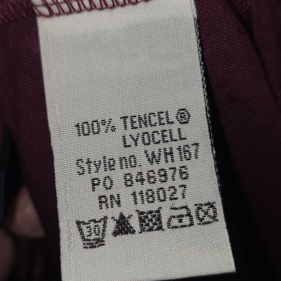 Boden Womens geometric stripe maroon v neck faux wrap tencel jersey  dress 12R - Picture 8 of 10